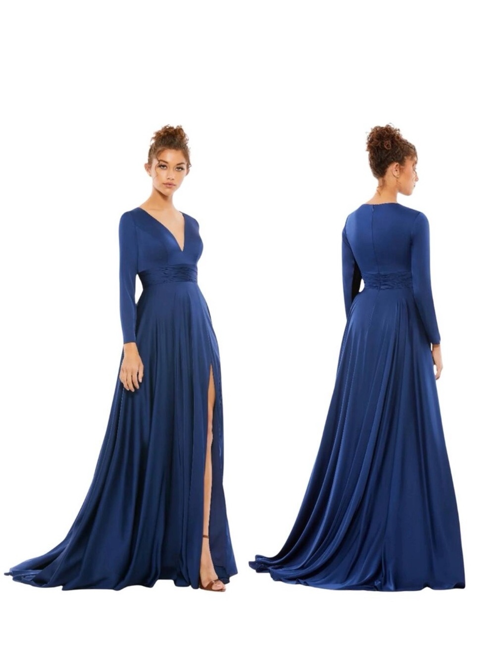 Mac Duggal - 55290 Pleated Band A-Line Slit Evening Gown - Picture 5 of 12